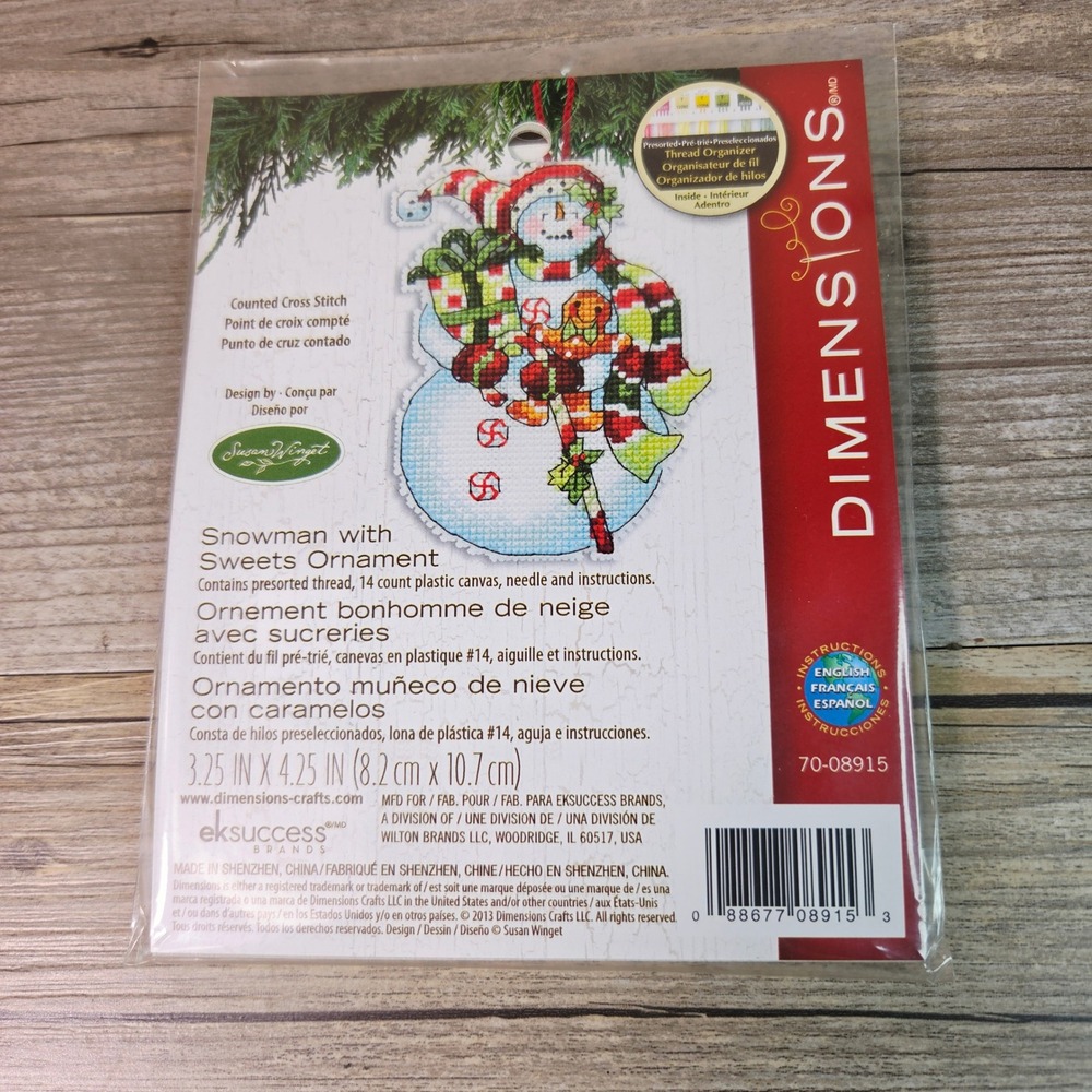 Dimensions Snowman with Sweets Ornament Cross Stitch Kit Susan Winget New